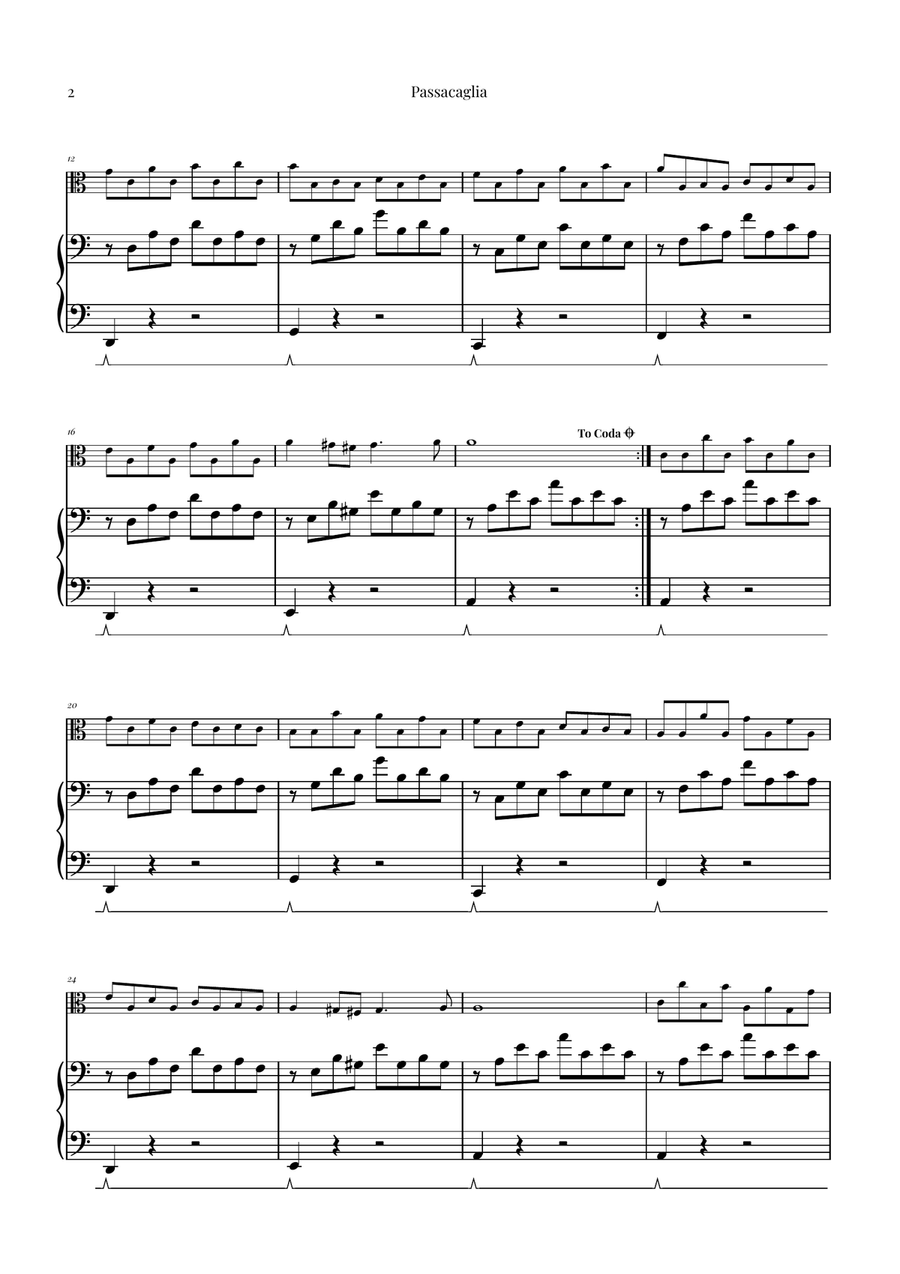 Passacaglia by Handel/Halvorsen Viola scores gallery preview page 2