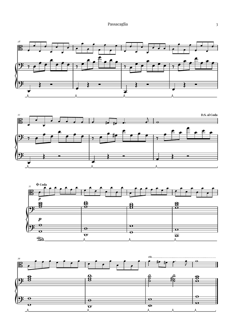 Passacaglia by Handel/Halvorsen Viola scores gallery preview page 3