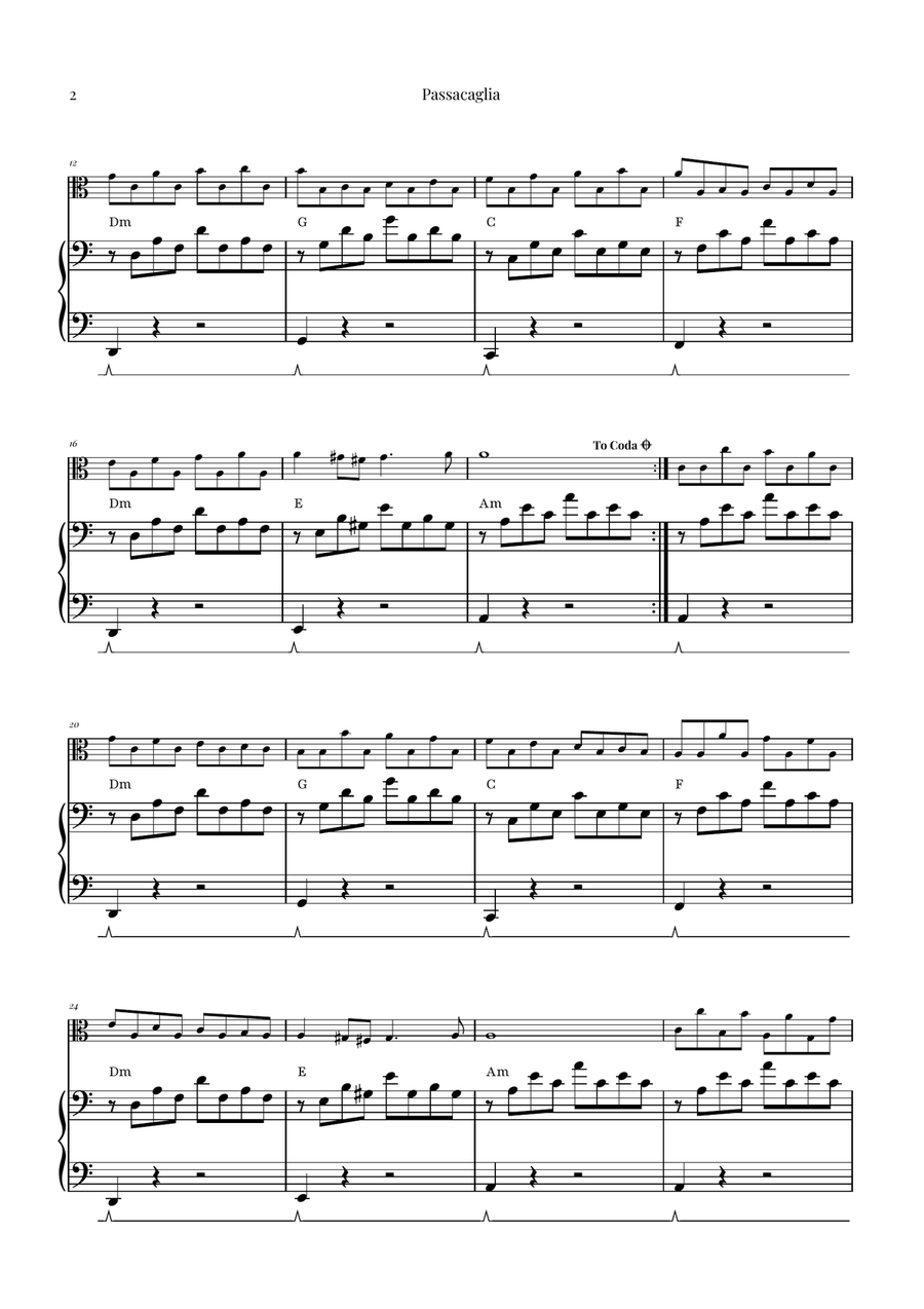 Passacaglia by Handel/Halvorsen Viola scores gallery preview page 2
