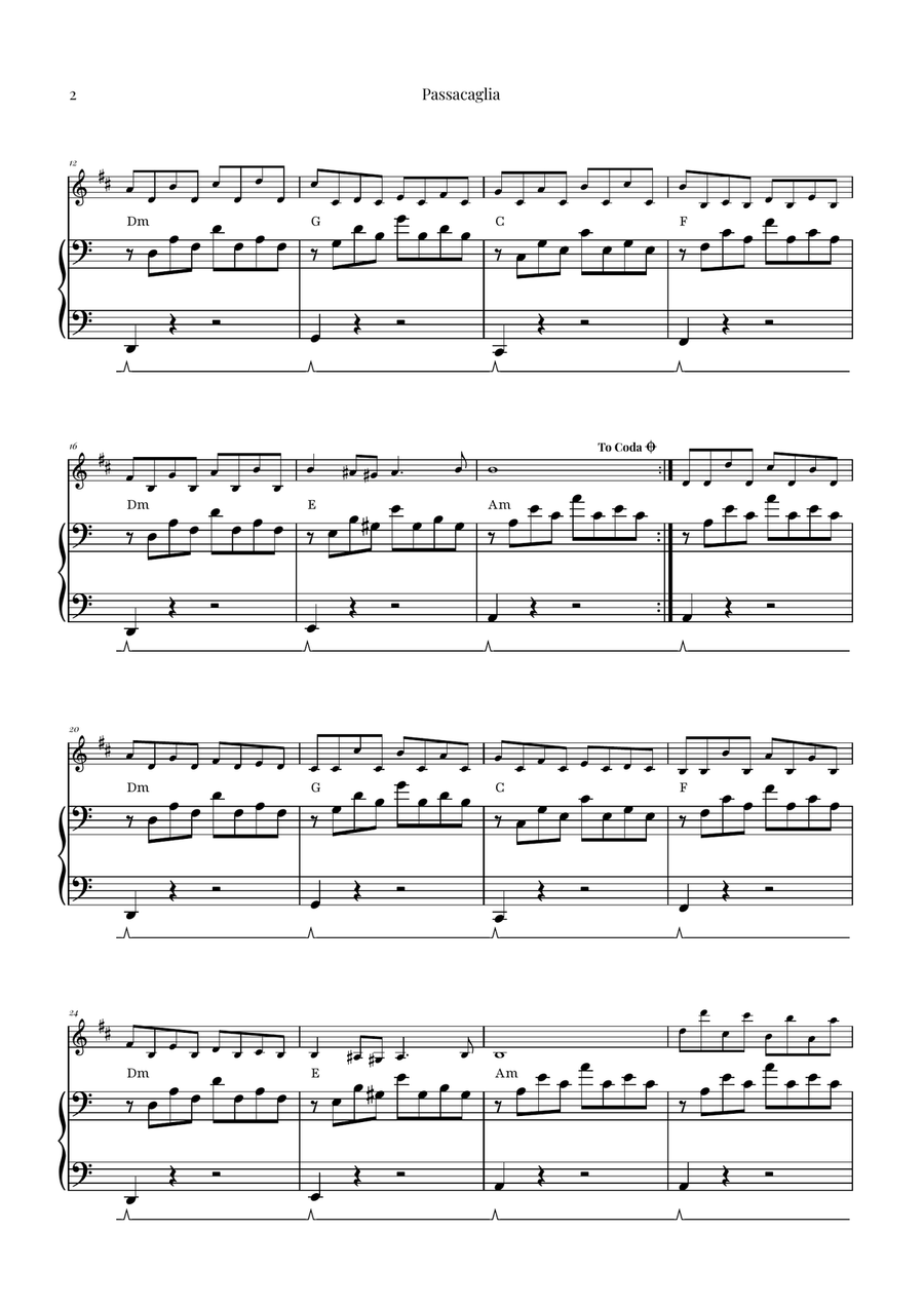 Passacaglia by Handel/Halvorsen B-Flat Clarinet scores gallery preview page 2