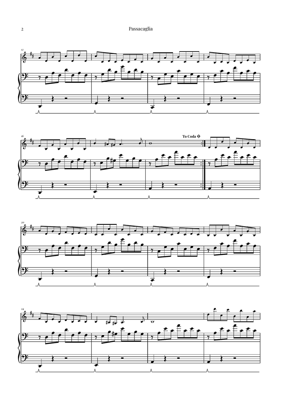 Passacaglia by Handel/Halvorsen B-Flat Clarinet scores gallery preview page 2