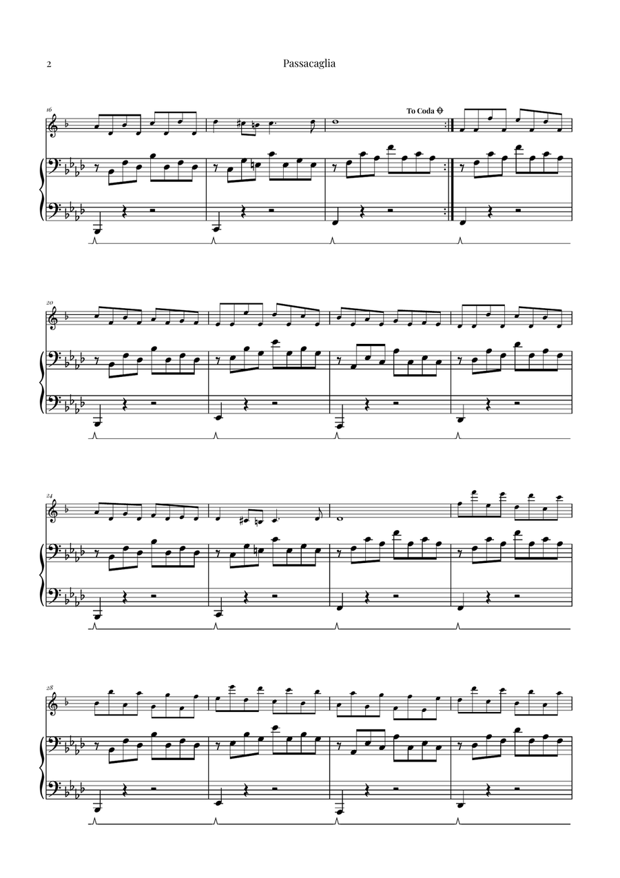 Passacaglia by Handel/Halvorsen Baritone Saxophone scores gallery preview page 2