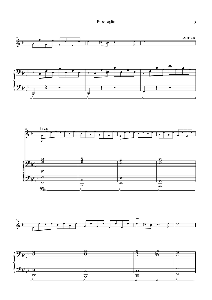 Passacaglia by Handel/Halvorsen Baritone Saxophone scores gallery preview page 3