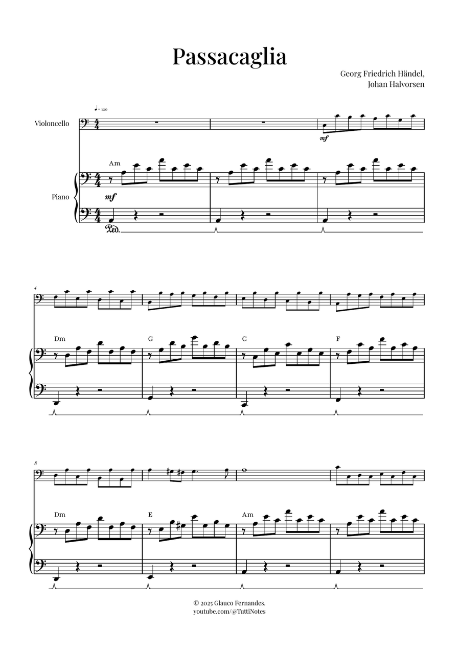 Passacaglia by Handel/Halvorsen Piano scores gallery preview page 1