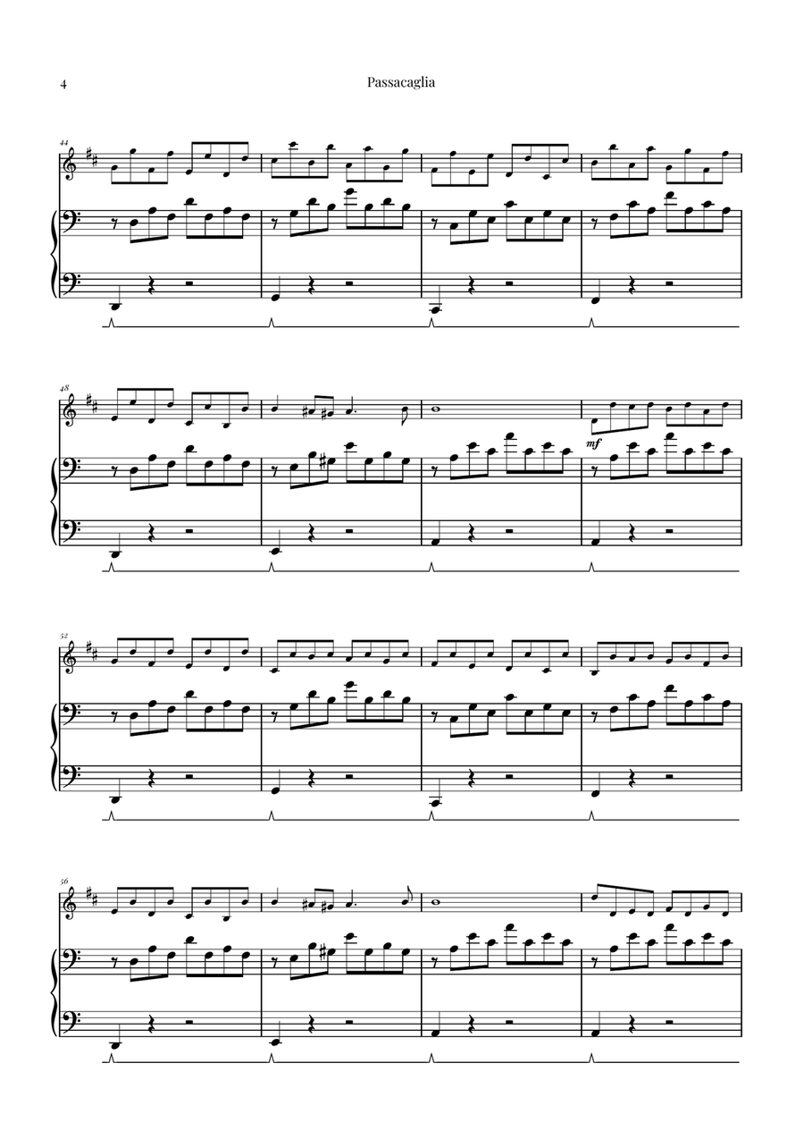 Passacaglia by Handel/Halvorsen B-Flat Clarinet scores gallery preview page 4