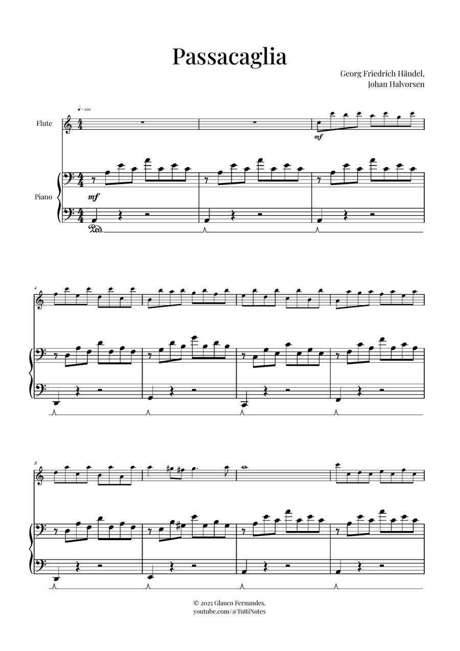 Passacaglia by Handel/Halvorsen Flute Solo scores gallery preview page 1
