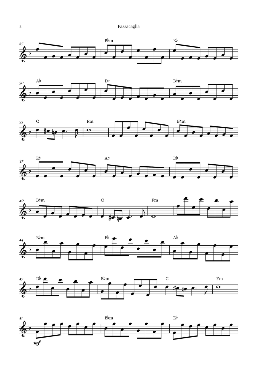 Passacaglia by Handel/Halvorsen Alto Saxophone scores gallery preview page 2