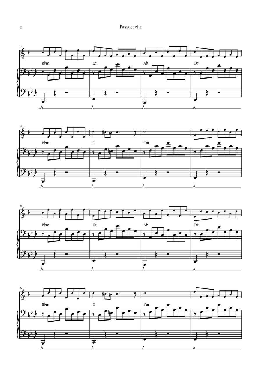 Passacaglia by Handel/Halvorsen Baritone Saxophone scores gallery preview page 2