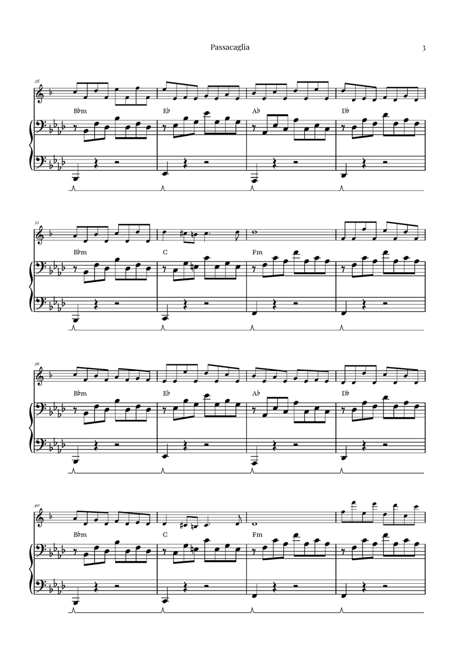 Passacaglia by Handel/Halvorsen Baritone Saxophone scores gallery preview page 3
