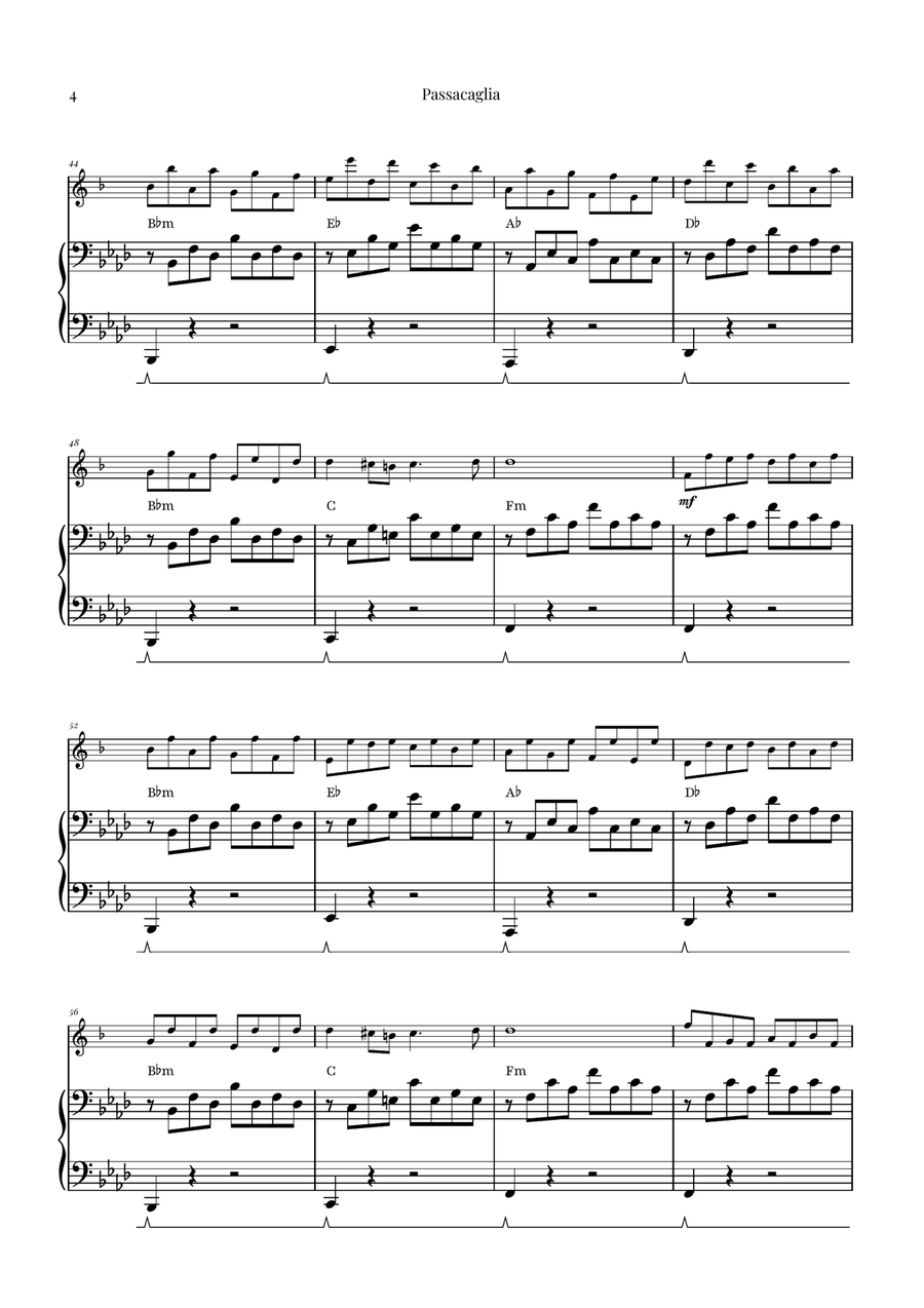 Passacaglia by Handel/Halvorsen Baritone Saxophone scores gallery preview page 4
