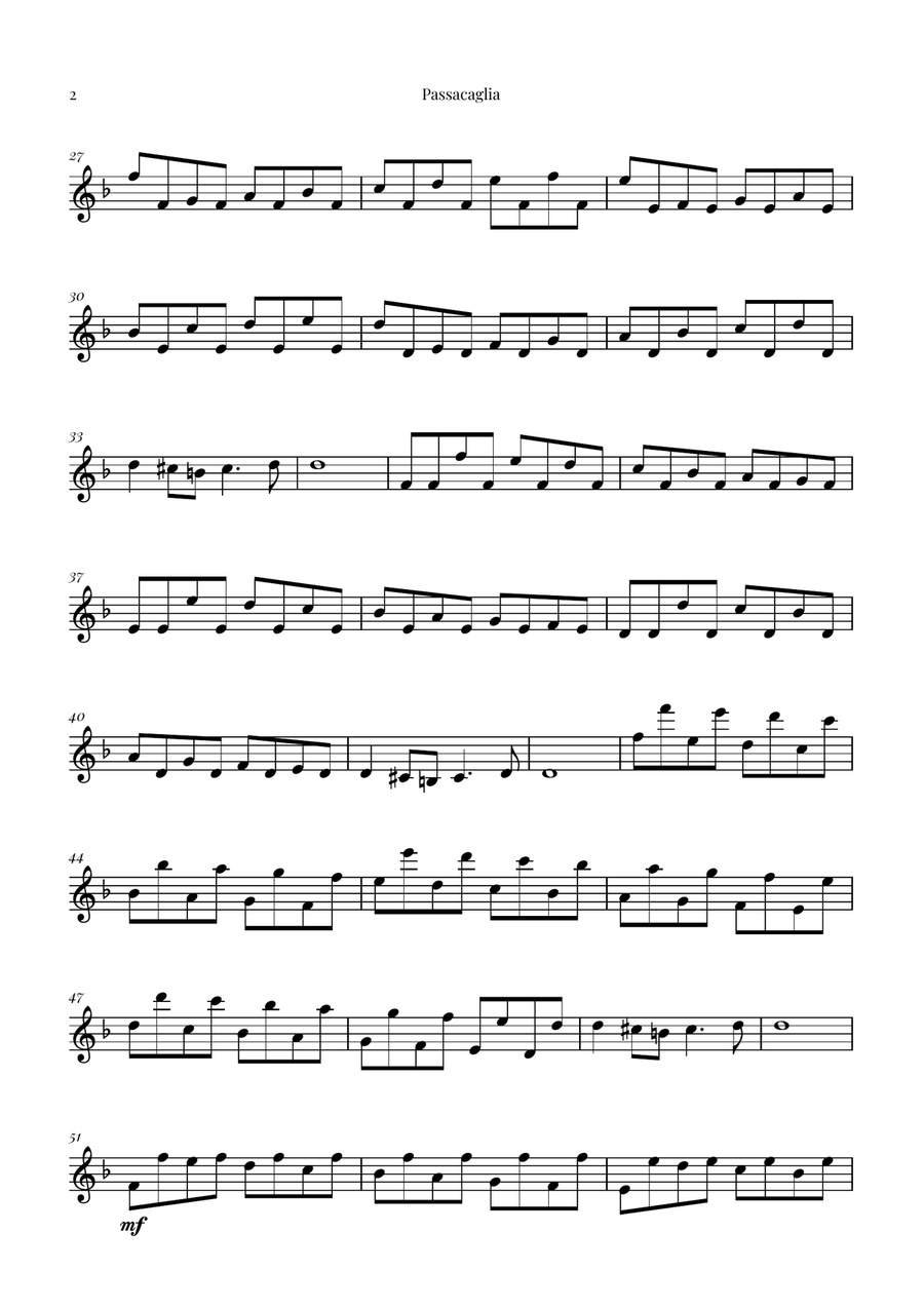 Passacaglia by Handel/Halvorsen Baritone Saxophone scores gallery preview page 2