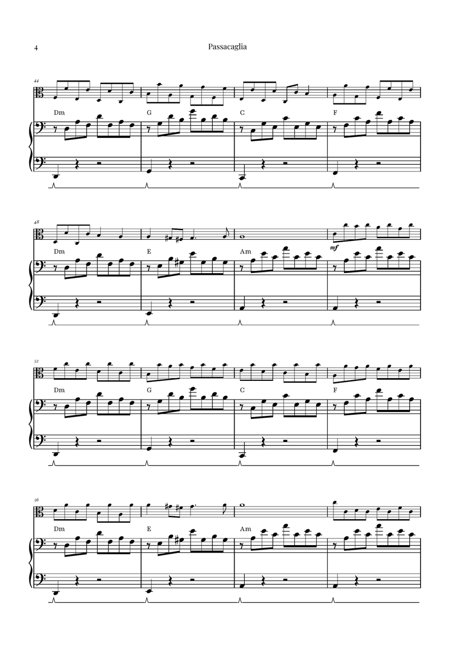 Passacaglia by Handel/Halvorsen Viola scores gallery preview page 4