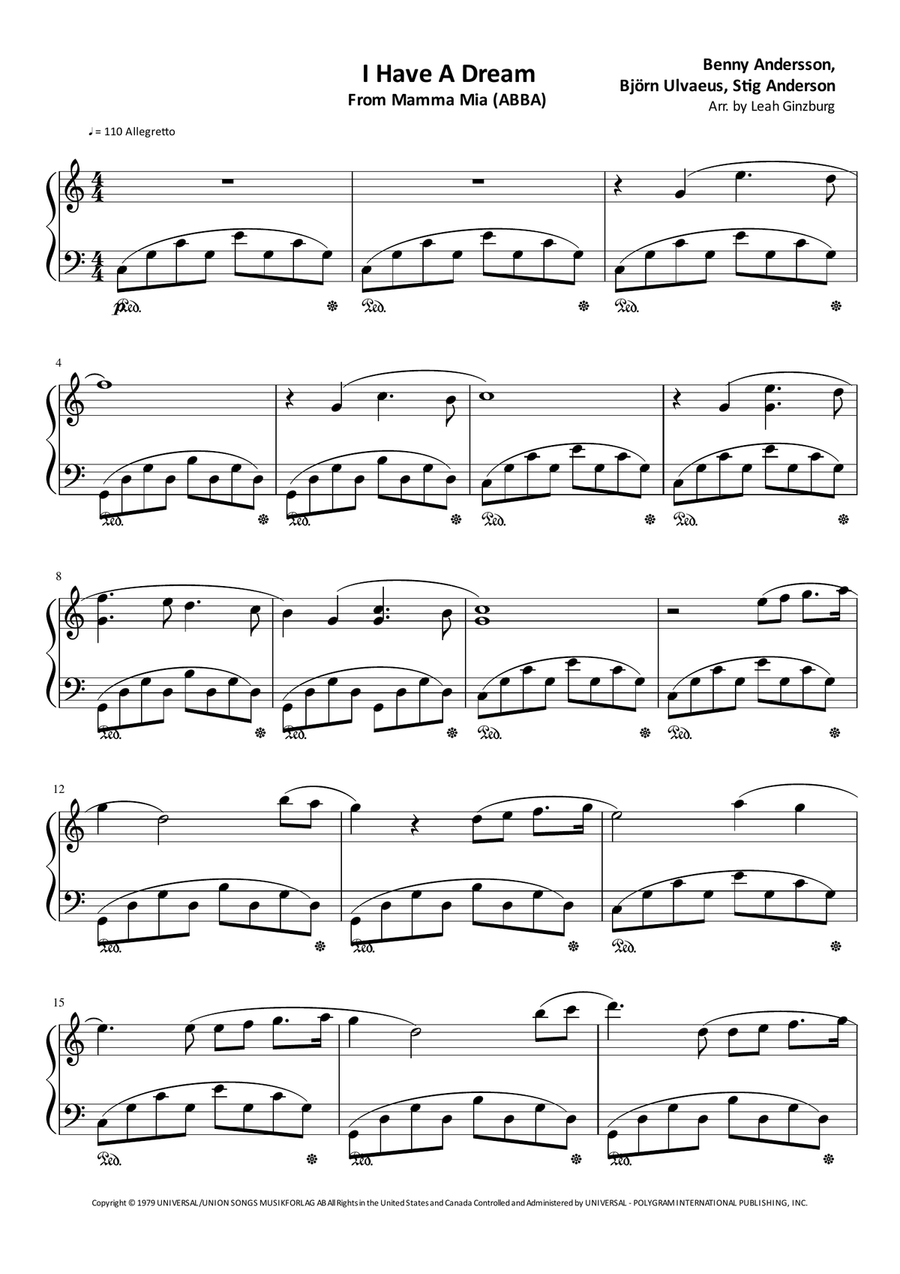 I Have A Dream I Have A Dream Piano Solo scores gallery preview page 1