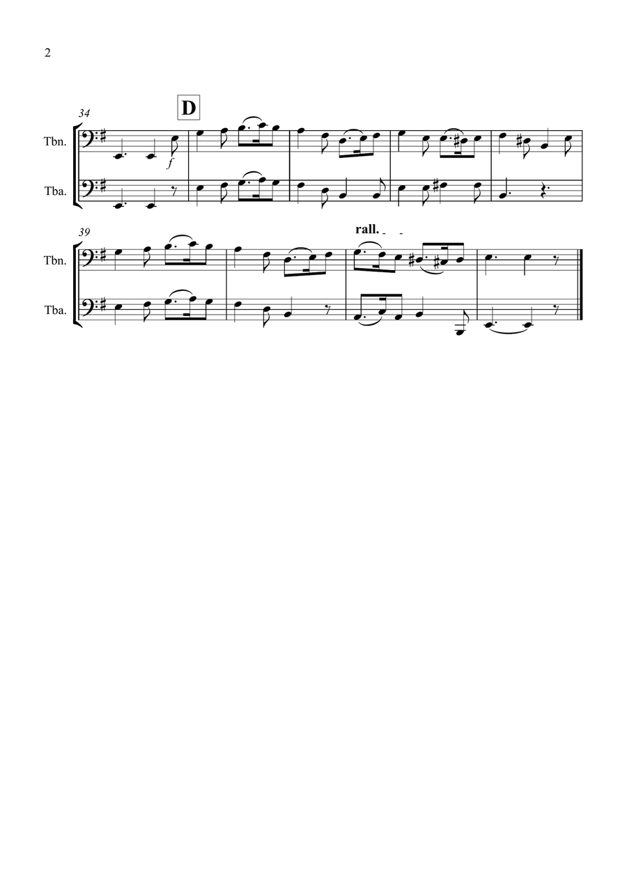 Greensleeves for Trombone and Tuba Duet Brass Duet scores gallery preview page 2
