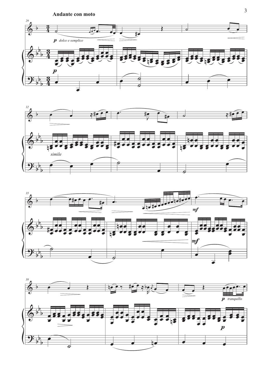 Dance of the Blessed Spirits for Clarinet and Piano B-Flat Clarinet scores gallery preview page 3