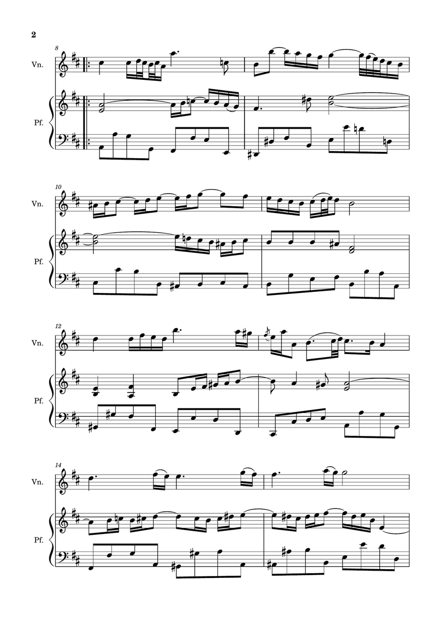 Air on the G String. For Violin and Piano. Chamber Music scores gallery preview page 2