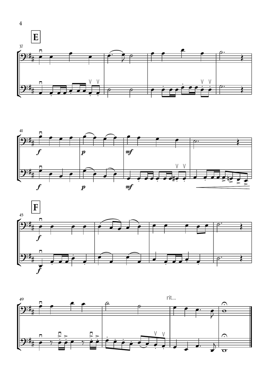 Onward, Christian Soldiers (Cello Duet) - Easy Intermediate Level String Duet scores gallery preview page 4