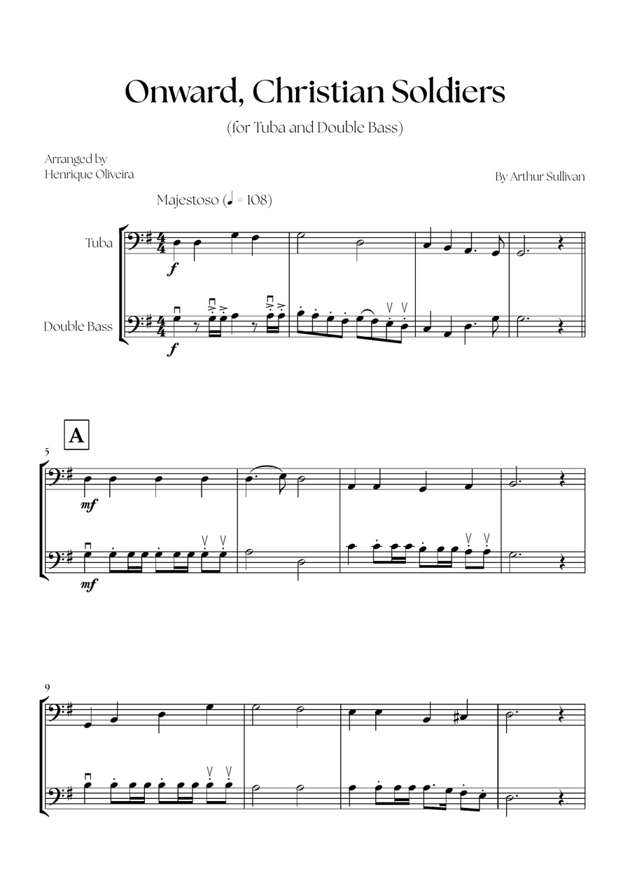 Onward, Christian Soldiers (Tuba and Double Bass) - Easy Intermediate Level Tuba scores gallery preview page 1