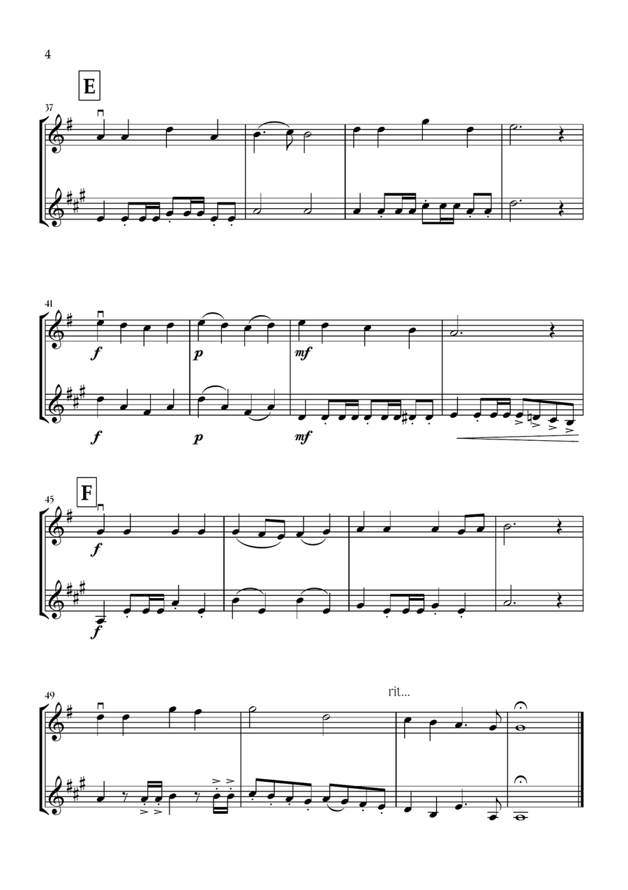Onward, Christian Soldiers (Violin and Clarinet) - Easy Intermediate Level B-Flat Clarinet scores gallery preview page 4