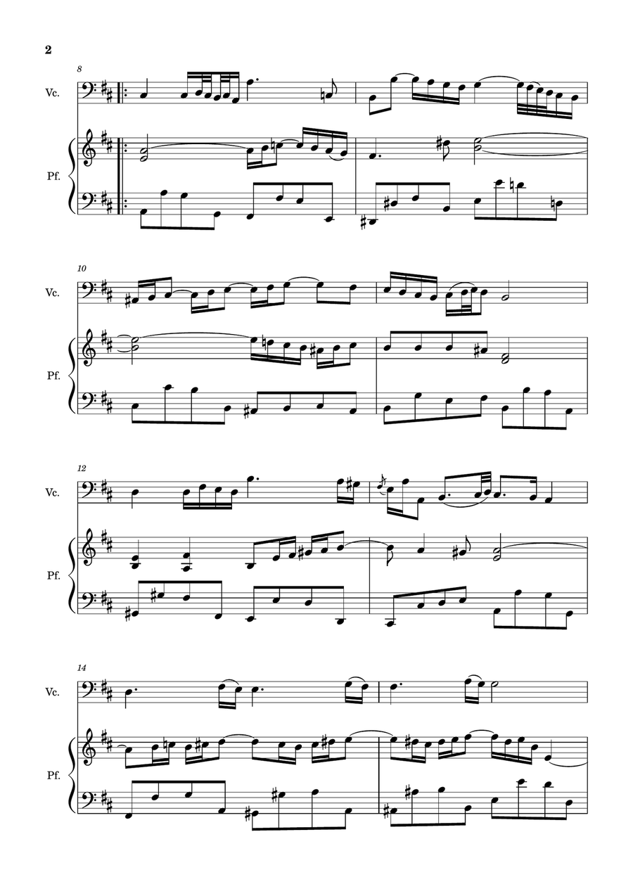 Air on the G String. For Violoncello and Piano. Chamber Music scores gallery preview page 2