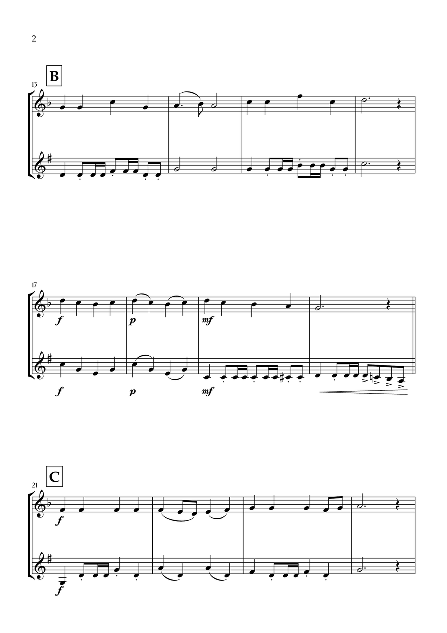 Onward, Christian Soldiers (Flute and Clarinet) - Easy Intermediate Level Woodwind Duet scores gallery preview page 2