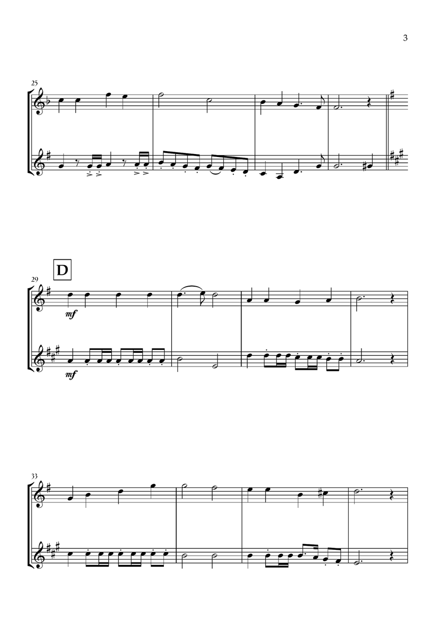 Onward, Christian Soldiers (Flute and Clarinet) - Easy Intermediate Level Woodwind Duet scores gallery preview page 3