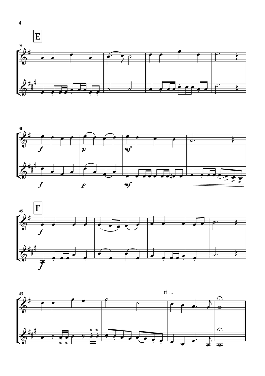 Onward, Christian Soldiers (Flute and Clarinet) - Easy Intermediate Level Woodwind Duet scores gallery preview page 4