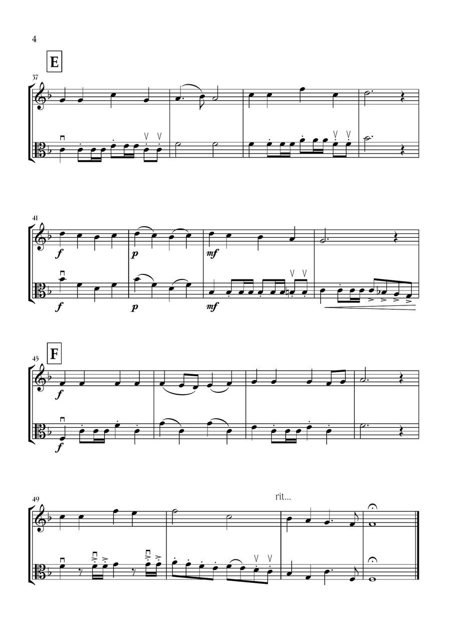 Onward, Christian Soldiers (Flute and Viola) - Easy Intermediate Level Flute scores gallery preview page 4
