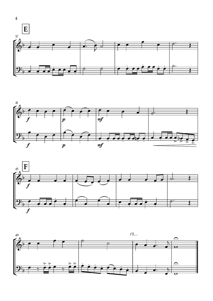 Onward, Christian Soldiers (Flute and Tuba) - Easy Intermediate Level Flute scores gallery preview page 4