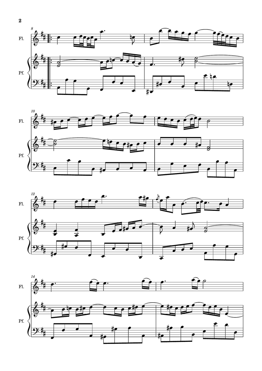 Air on the G String. For Flute and Piano. Chamber Music scores gallery preview page 2