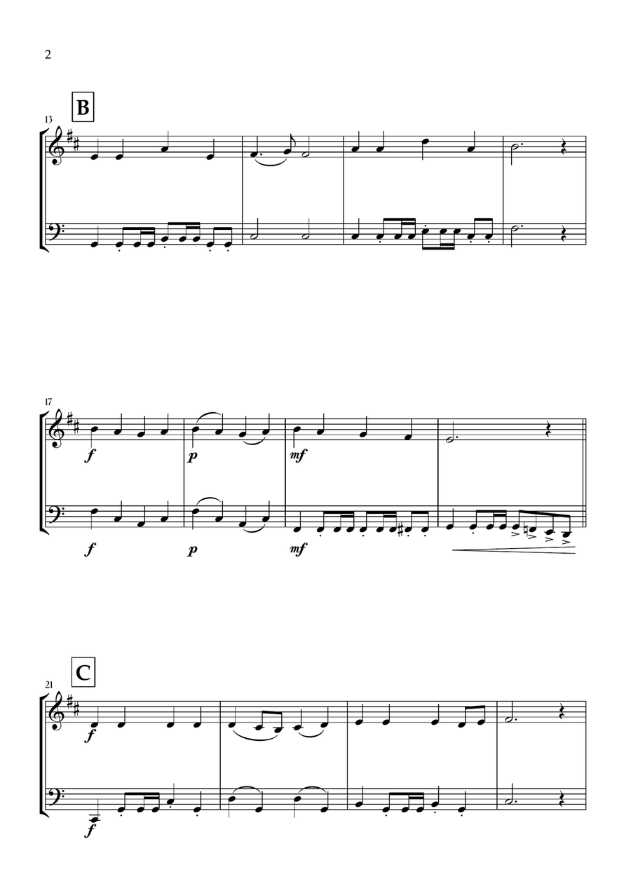 Onward, Christian Soldiers (Clarinet and Tuba) - Easy Intermediate Level B-Flat Clarinet scores gallery preview page 2