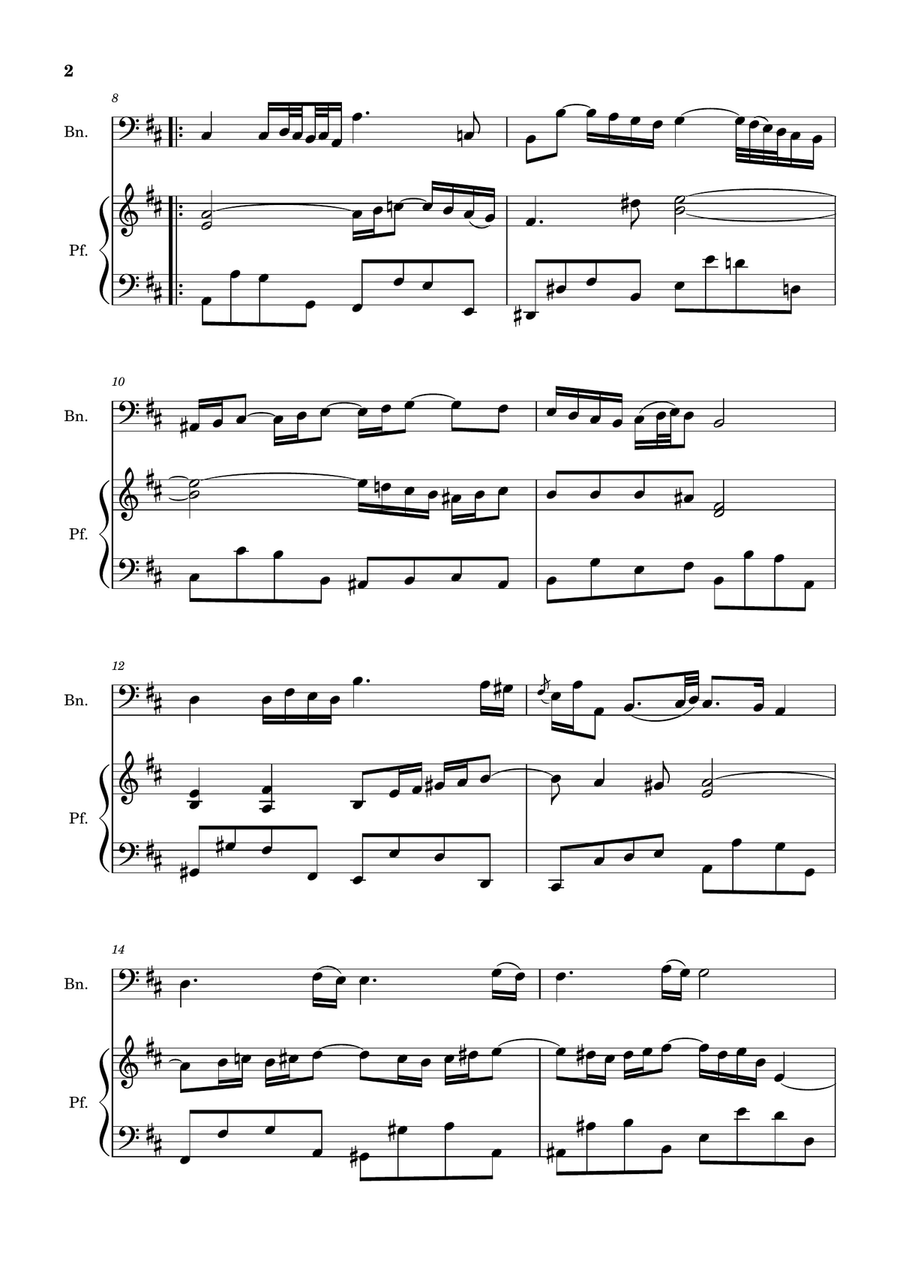 Air on the G String. For Bassoon and Piano. Chamber Music scores gallery preview page 2