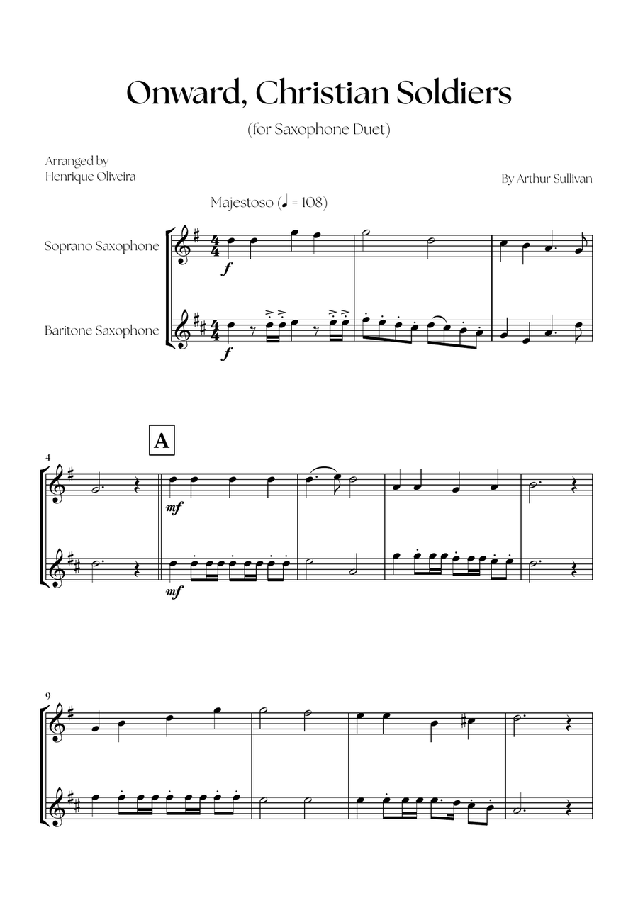 Onward, Christian Soldiers (Saxophone Duet) - Easy Intermediate Level Woodwind Duet scores gallery preview page 1