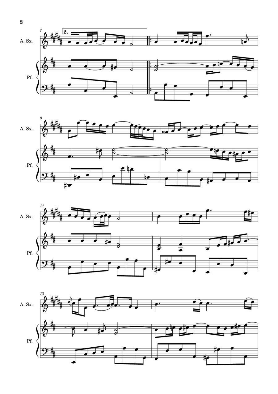 Air on the G String. For A. Sax and Piano. Chamber Music scores gallery preview page 2