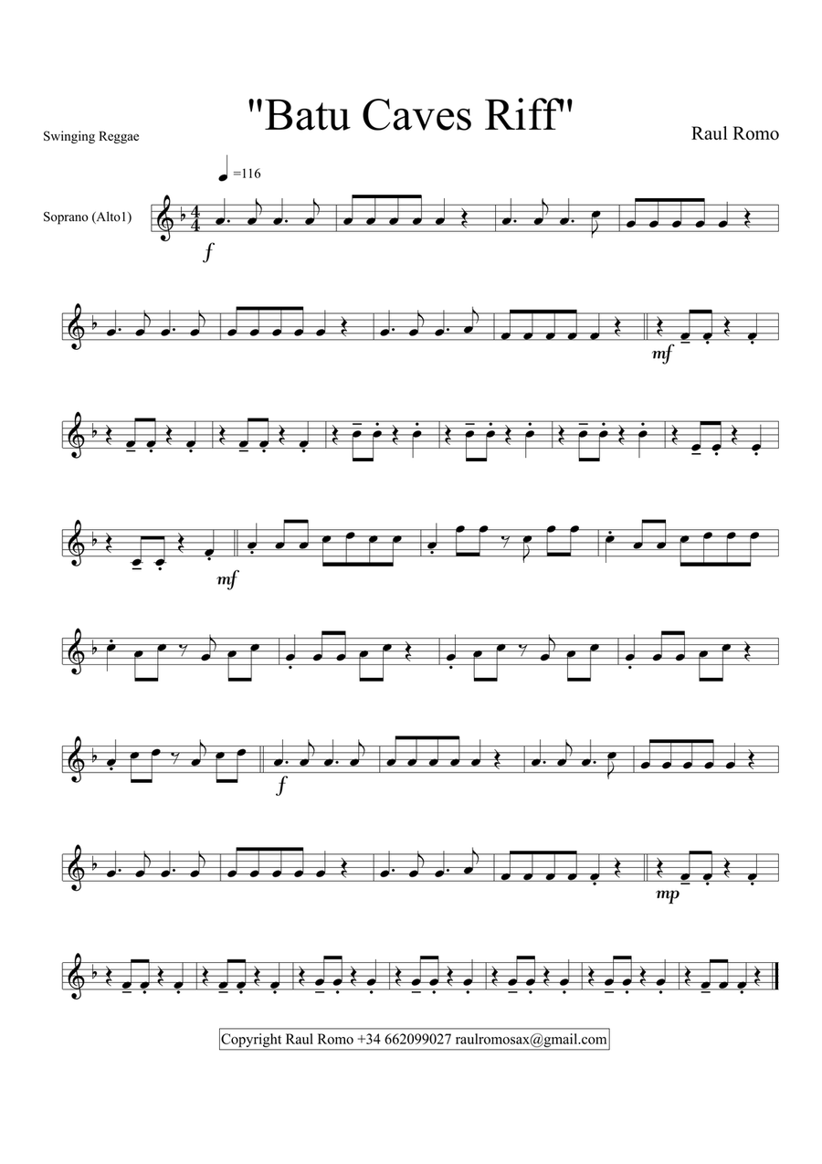 Batu Caves - SAX QUARTET - AATB SATB Saxophone Quartet scores gallery preview page 3