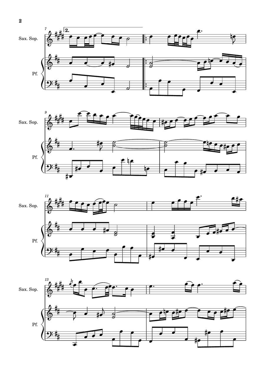 Air on the G String. For S. Sax and Piano. Chamber Music scores gallery preview page 2