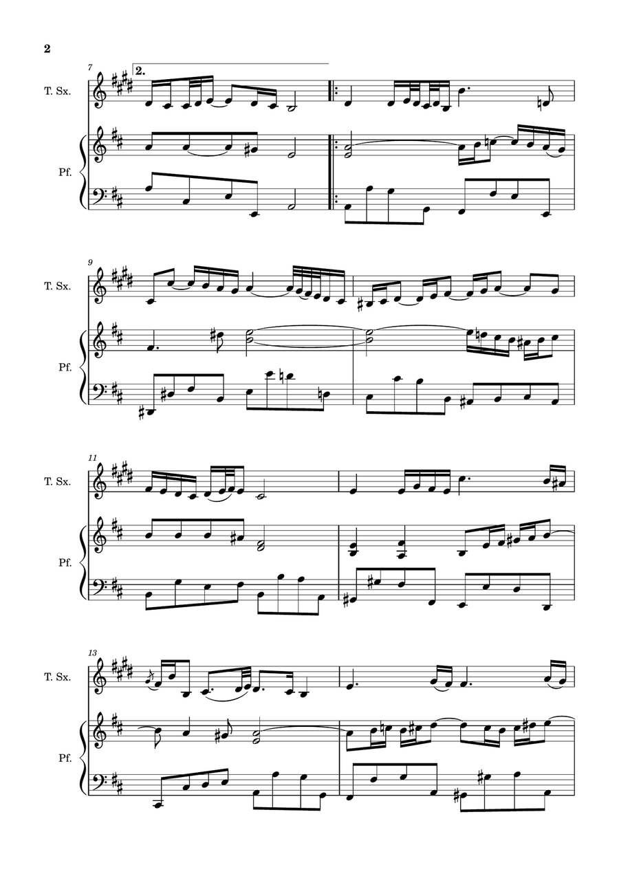 Air on the G String. For T. Sax and Piano. Chamber Music scores gallery preview page 2