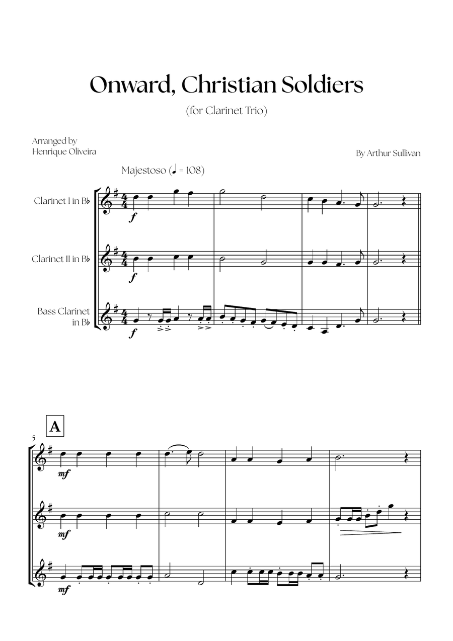 Onward, Christian Soldiers (Clarinet Trio) - Easy Intermediate Level Clarinet Trio scores gallery preview page 1