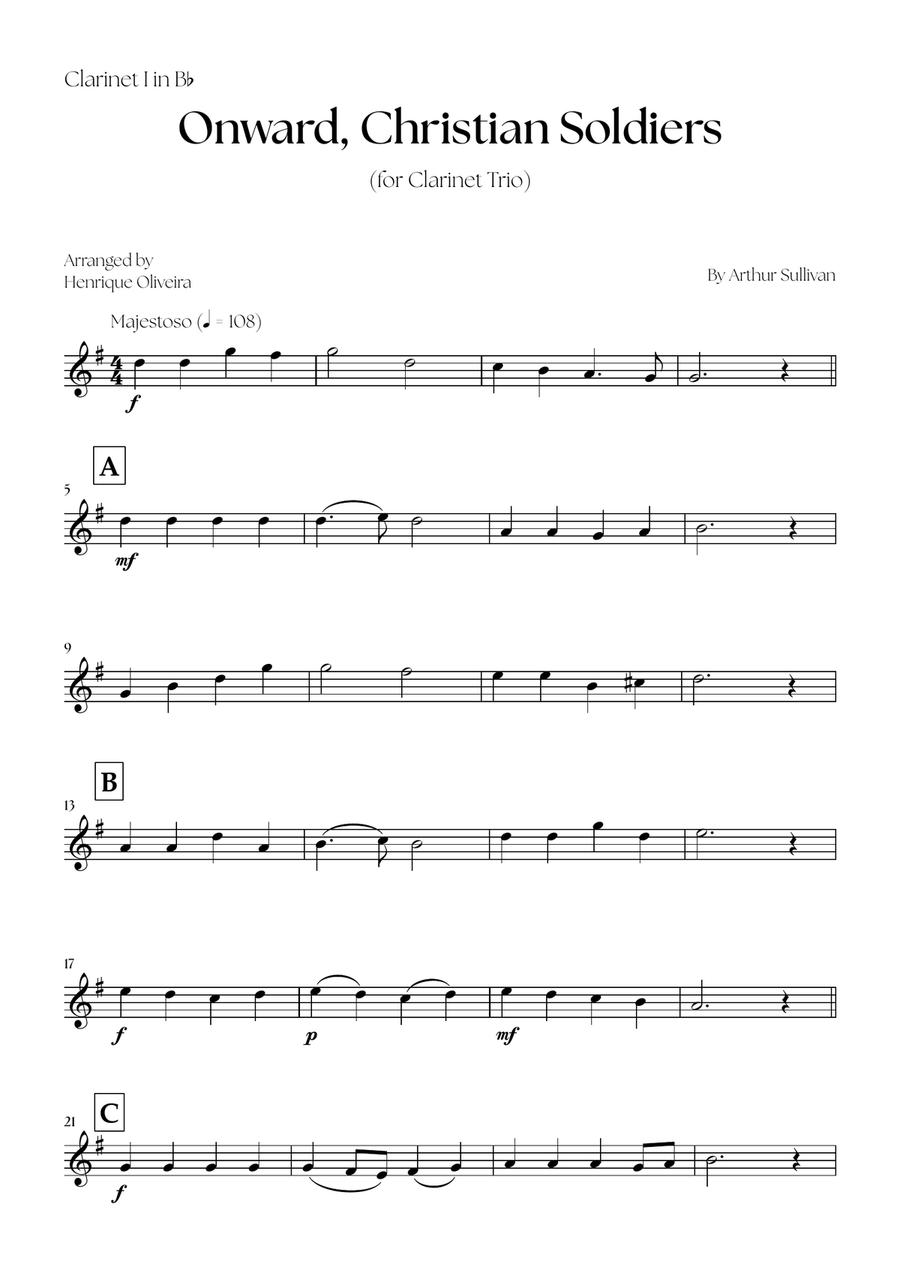 Onward, Christian Soldiers (Clarinet Trio) - Easy Intermediate Level Clarinet Trio scores gallery preview page 6