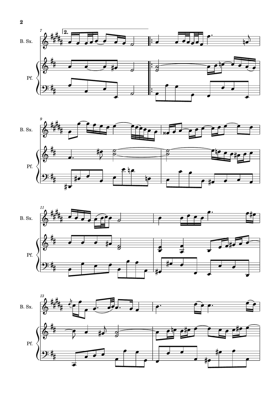 Air on the G String. For B. Sax and Piano. Chamber Music scores gallery preview page 2