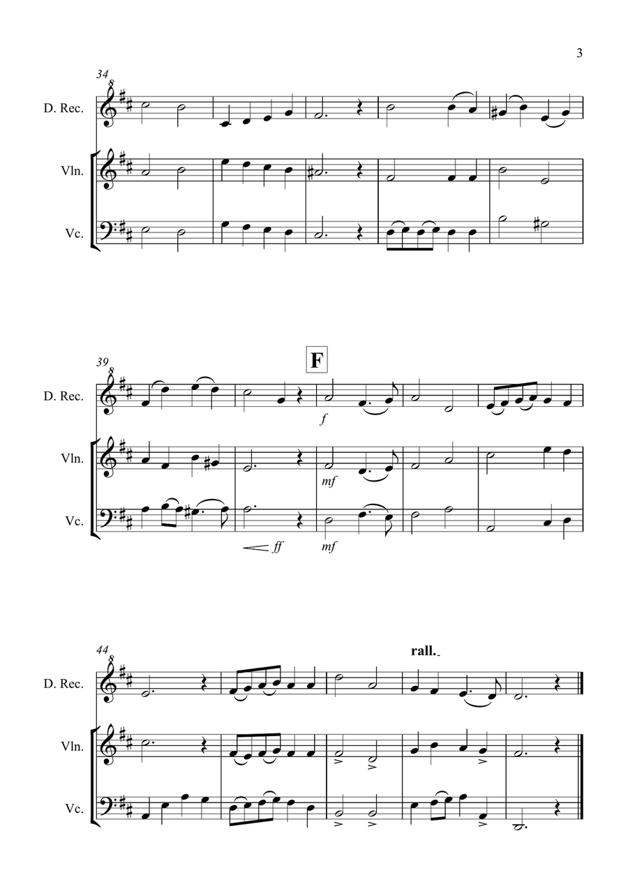 Thine Be The Glory for Descant Recorder, Violin and Cello Trio Small Ensemble scores gallery preview page 3