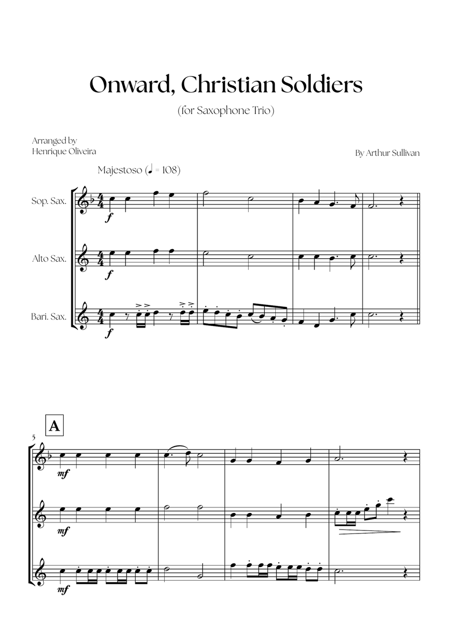 Onward, Christian Soldiers (Saxophone Trio) - Easy Intermediate Level Woodwind Trio scores gallery preview page 1