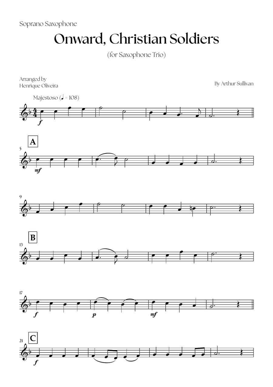 Onward, Christian Soldiers (Saxophone Trio) - Easy Intermediate Level Woodwind Trio scores gallery preview page 6