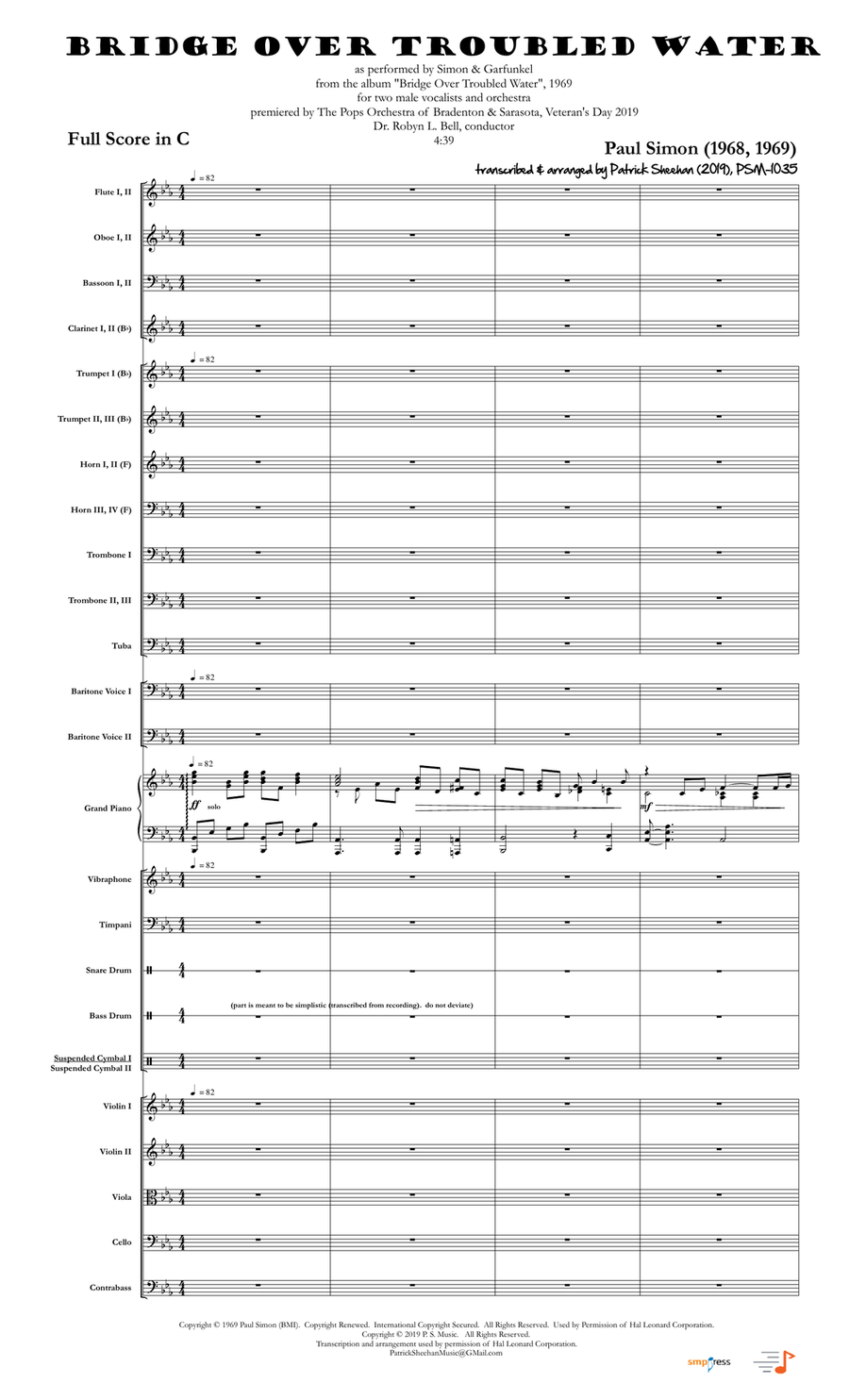 Bridge Over Troubled Water Full Orchestra scores gallery preview page 1