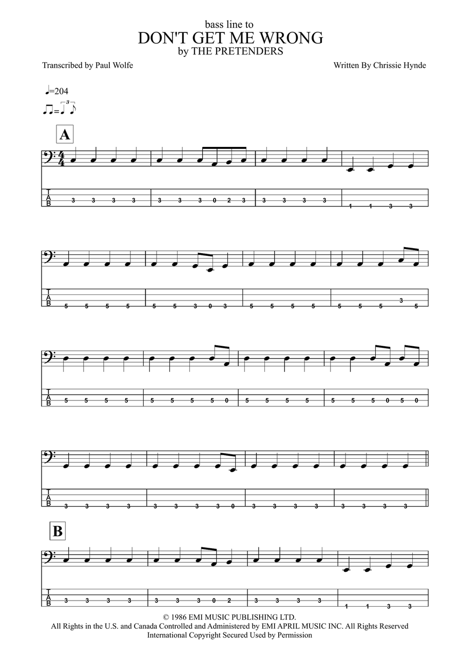 Don't Get Me Wrong Don't Get Me Wrong Acoustic Guitar scores gallery preview page 1