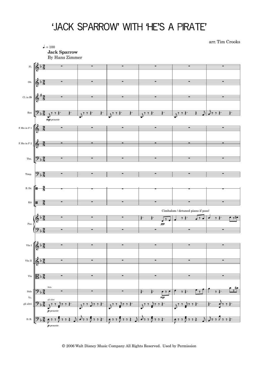 Medley: Jack Sparrow with He's A Pirate Large Ensemble scores gallery preview page 2