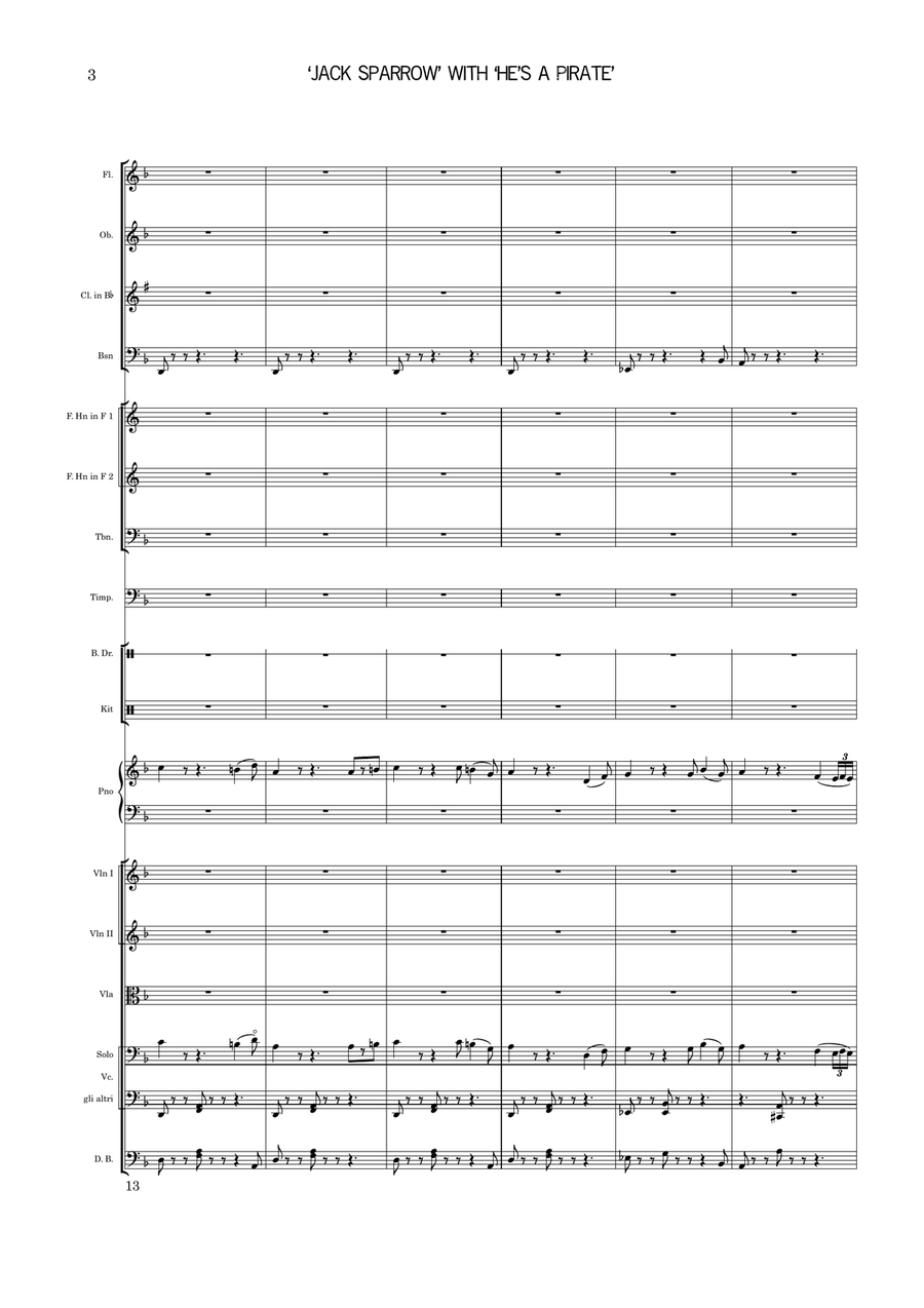 Medley: Jack Sparrow with He's A Pirate Large Ensemble scores gallery preview page 4