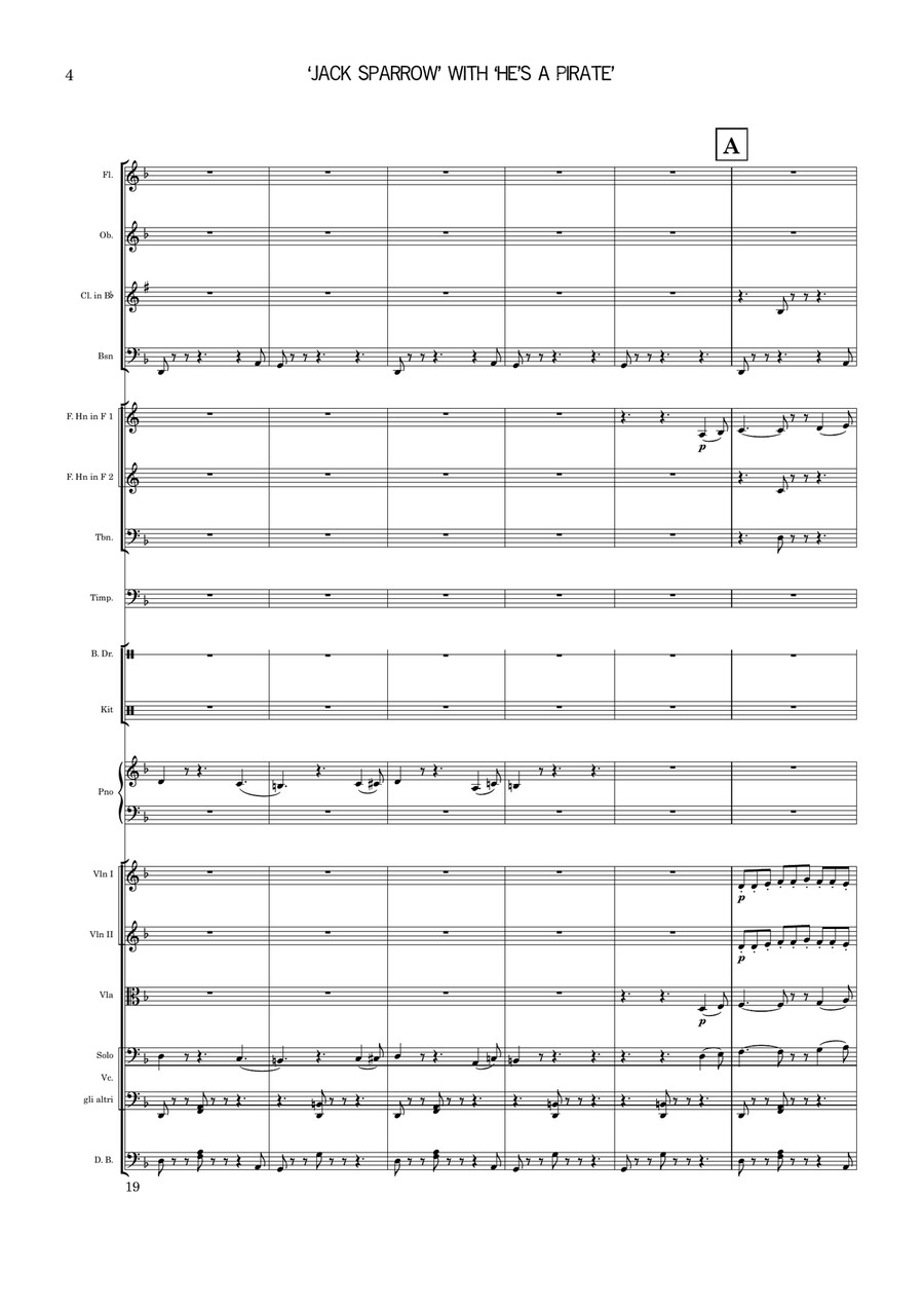 Medley: Jack Sparrow with He's A Pirate Large Ensemble scores gallery preview page 5