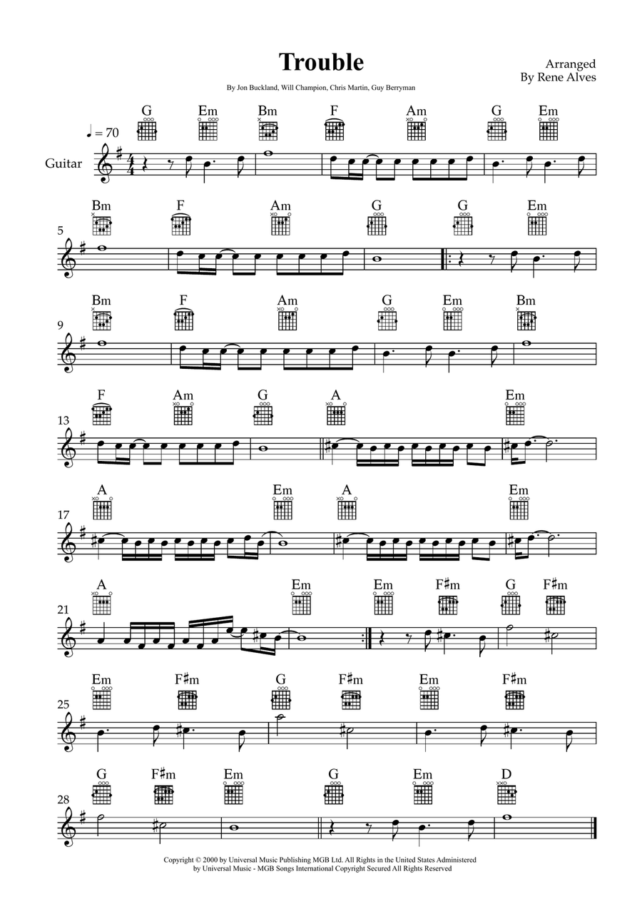 Trouble Trouble Acoustic Guitar scores gallery preview page 1