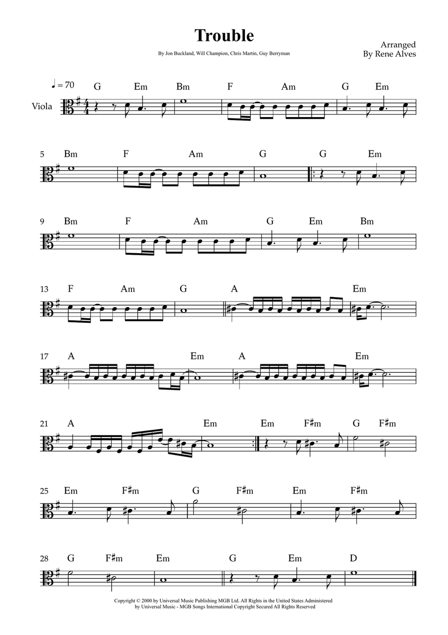 Trouble Trouble Viola Solo scores gallery preview page 1